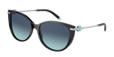 Pre-owned Tiffany & Co Tiffany Tf4178 80019s Black Azure Gradient Blue 57 Mm Women's Sunglasses