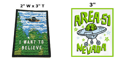X-Files and Area 51 2 Pcs Embroidered Patch Iron / Sew-on Souvenir Travel