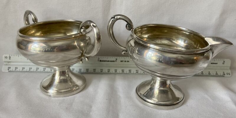 Vtg Sterling Silver Creamer & Sugar Set MUECK-CARY CO INC 1940s ~ 200g total wgt
