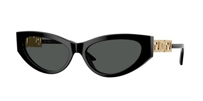 Pre-owned Versace Ve4470b Gb1 87 Black Dark Grey 56 Mm Women's Sunglasses In Gray