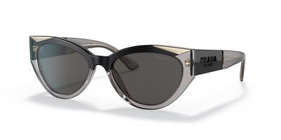 Pre-owned Prada Sunglasses Pr03ws 03m5s0 55mm Tranpsarent Grey / Dark Grey Lens In Gray