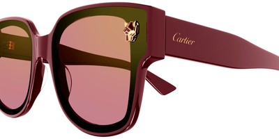 Pre-owned Cartier Ct0357s-004 Burgundy Sunglasses In Red
