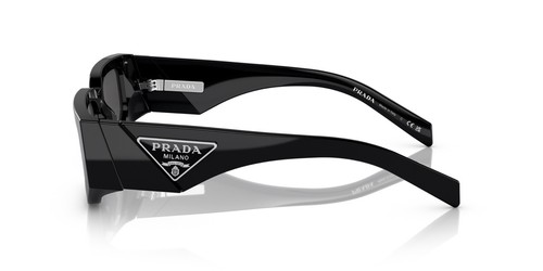 Pre-owned Prada Pr 09zs 1ab5s0 Black Silver Logo Dark Grey Lens Sunglasses Authentic In Gray