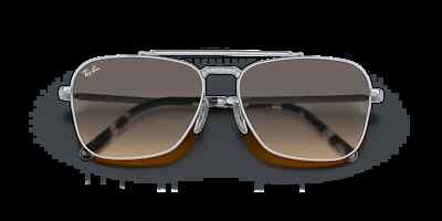 Pre-owned Ray Ban Ray-ban Caravan Sunglasses, Yeslver Frame, Clear Degreesent Grey Lens, 55mm In Gray