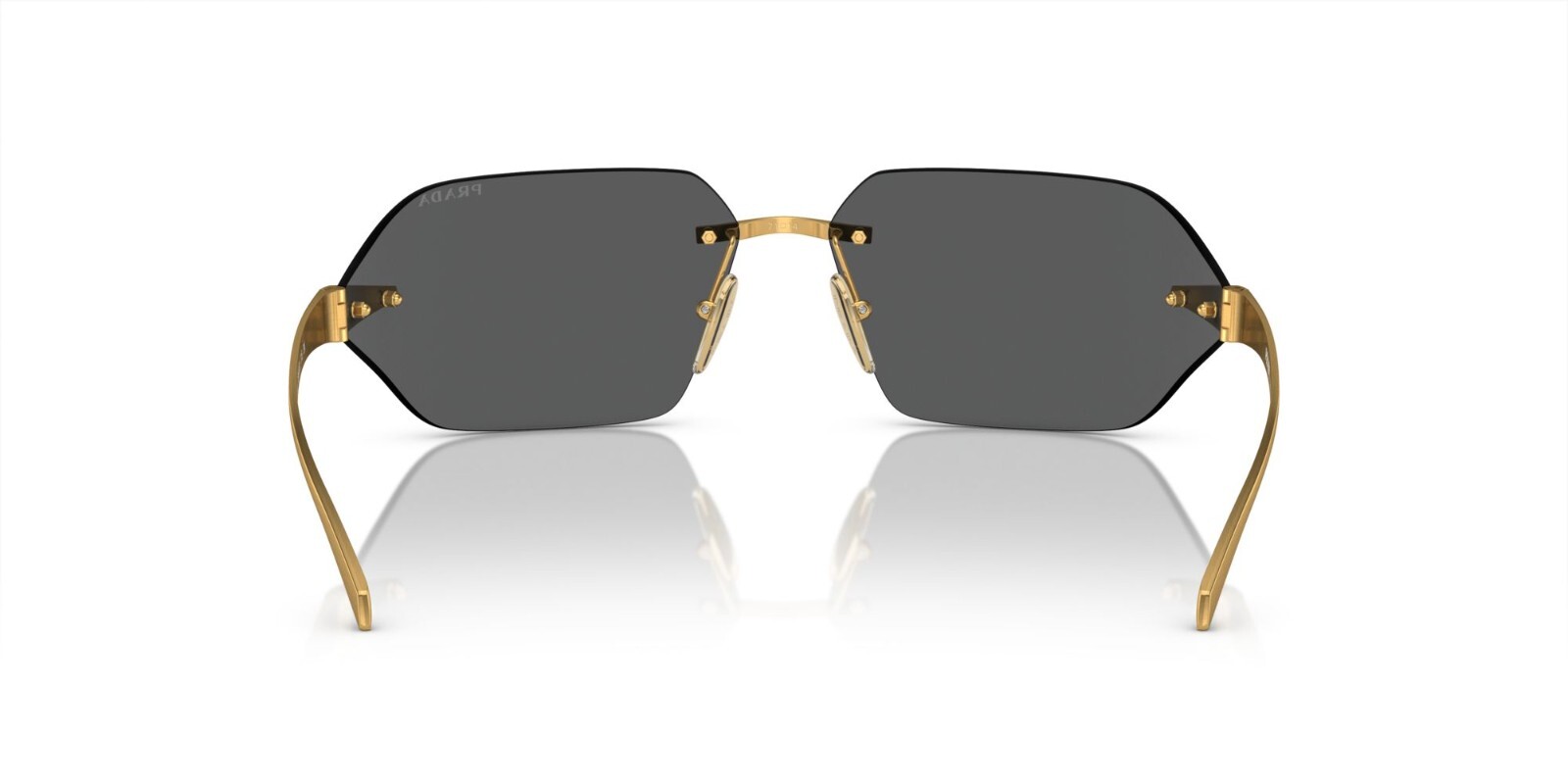 Pre-owned Prada Pr A55s Yellow Satin Gold/dark Grey (15n-5s0) Sunglasses In Gray