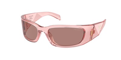 Pre-owned Prada Pr A14s 19q10d Transparent Peach Light Brown 60 Mm Women's Sunglasses