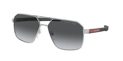 Pre-owned Prada Linea Rossa 55ws Sunglasses 1bc06g Silver 100% Authentic In Polar Grey Gradient