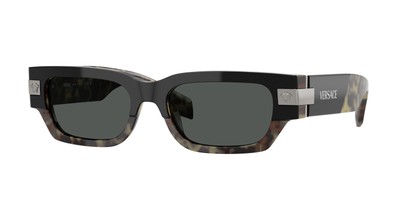 Pre-owned Versace Ve4465 545687 Havana Dark Grey 53 Mm Men's Sunglasses In Gray