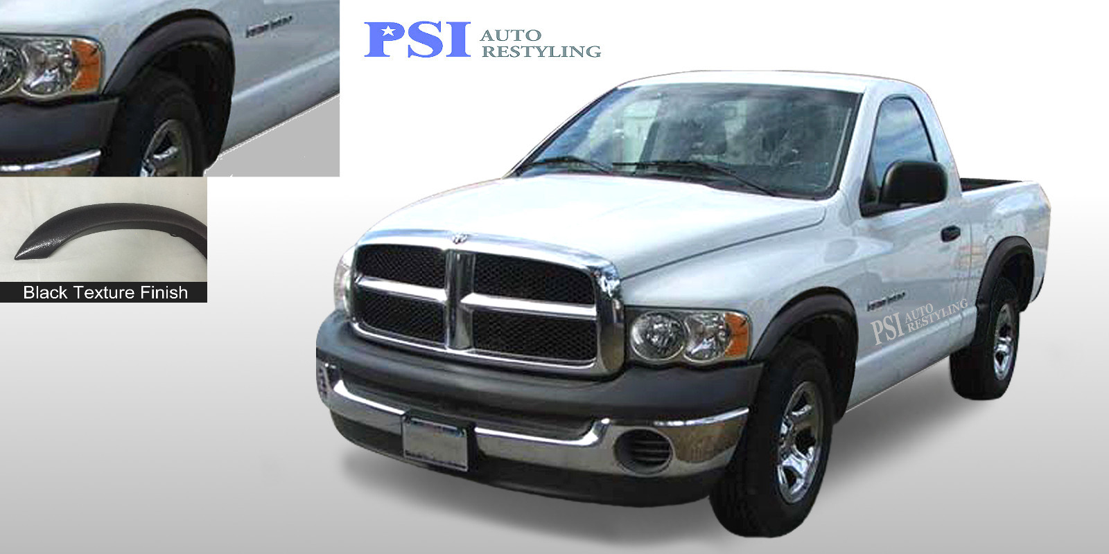 Black Textured Rugged Fender Flares 0208 Ram 1500; 0309 Dodge Ram