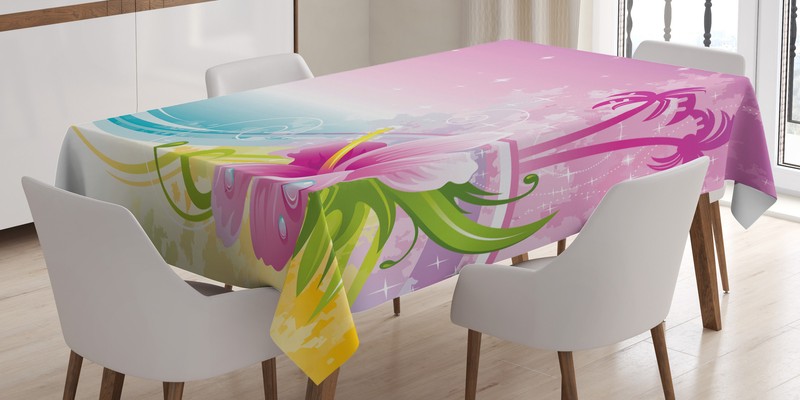 Luau Tischdecke Zusammenfassungs-Wellen Hibiscus Palms