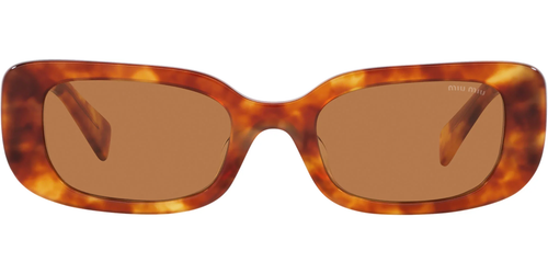 Pre-owned Miu Miu 0mu08ys-514bw2z1 Rectangle Tortoise In Brown
