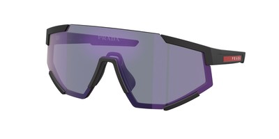 Pre-owned Prada Linea Rossa Ps 04ws Dg070a Black Blue Mirror Violet 39 Mm Men's Sunglasses In Dark Blue Mirror Violet