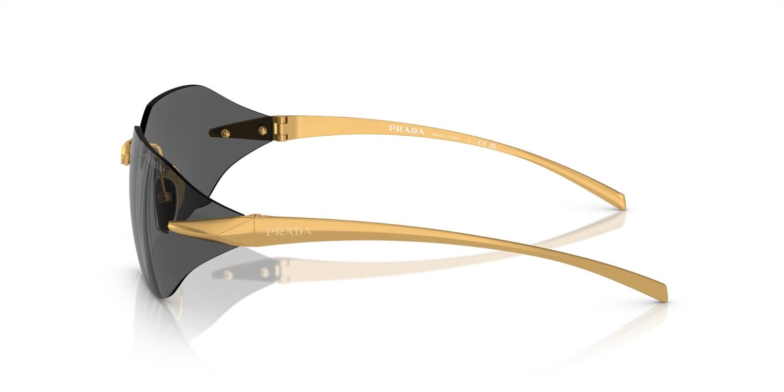 Pre-owned Prada Pr A55s Yellow Satin Gold/dark Grey (15n-5s0) Sunglasses In Gray