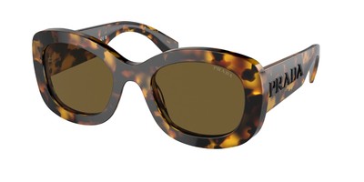Pre-owned Prada Pr A13sf Vau01t Honey Tortoise Dark Brown 55 Mm Women's Sunglasses