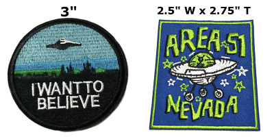 X-Files and Area 51 2 Pcs Embroidered Patch Iron / Sew-on Souvenir Travel