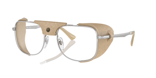 Pre-owned Persol 0po1013sz-551155gh Rectangle Silver In Gray