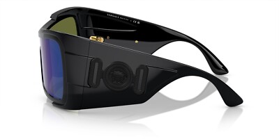 Pre-owned Versace Sunglasses Ve4451 Gb1/55 Black / Green Mirror Blue Electric Lens