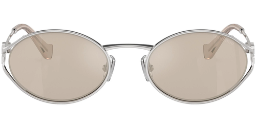 Pre-owned Miu Miu 0mu52ys-541bc10f Oval Silver In Gold