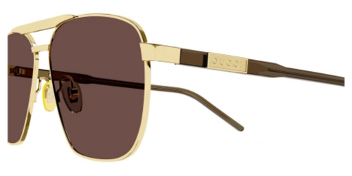 Pre-owned Gucci Gg1164s-002 Square Havana Gold In Brown