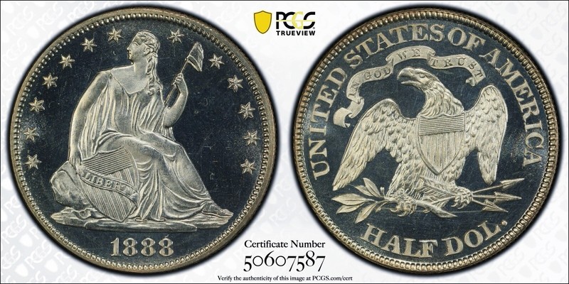 1888 50C PCGS PR64CAM CAC Seated Liberty Silver Half Dollar