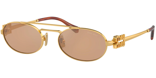 Pre-owned Miu Miu 0mu54zs-535ak40d Oval Gold In Silver