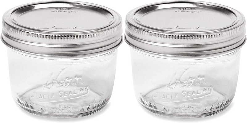 Wide Mouth Half-Pint Glass Mason Jars 8-Ounces with Lids and