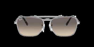 Pre-owned Ray Ban Ray-ban Caravan Sunglasses, Yeslver Frame, Clear Degreesent Grey Lens, 55mm In Gray