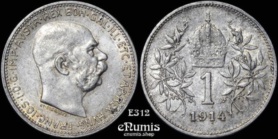 AUSTRIA, Franz Joseph I, 1 Corona 1914, aUNC