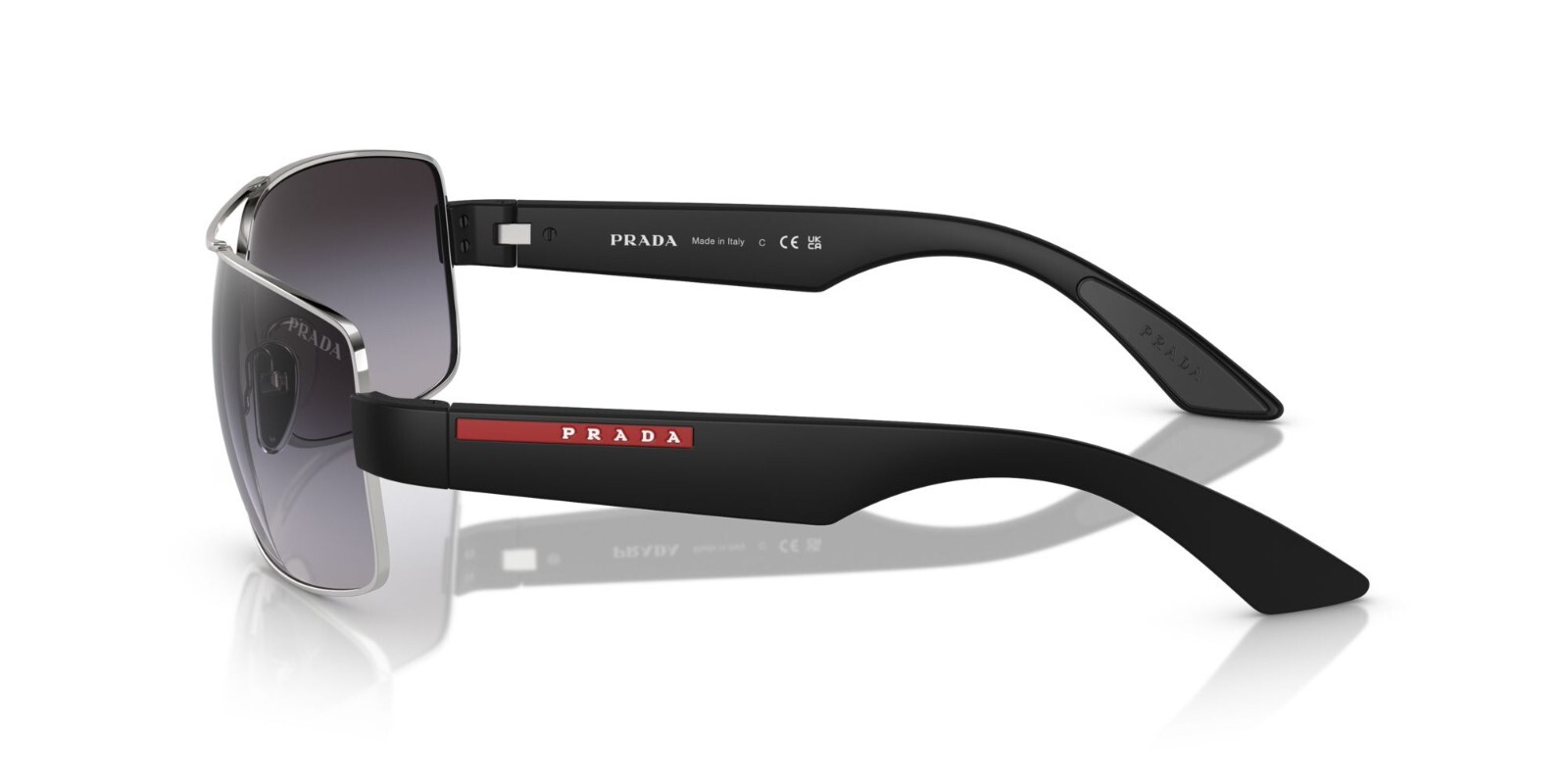 Pre-owned Prada Linea Rossa Ps 50zs Silver/grey Shaded (1bc-09u) Sunglasses