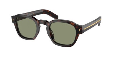 Pre-owned Prada Pr A16s 17n20g Radica Tortoise Green Polarized 52 Mm Men's Sunglasses In Polarized Green