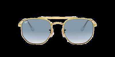 Pre-owned Ray Ban Ray-ban The Marshal Sunglasses, Gold Frame, Light Blue Gradient Lens, 54mm