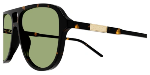 Pre-owned Gucci Gg1156s-004 Pilot Havana In Green