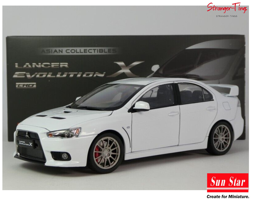 ミニカー 1/18 Mitsubishi Lancer Evolution X Mitsubishi Lancer Evolution X White Diecast car Sunstar 5824 1/18