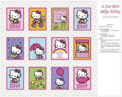 Hello Kitty - A Day with Kitty Quilting Panel Cotton Fabric