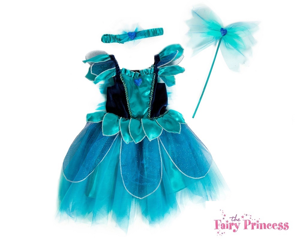 Girls Toddler Sapphire Blue Fairy Dress Up Set Costume Dress Wings Wand Headband Ebay