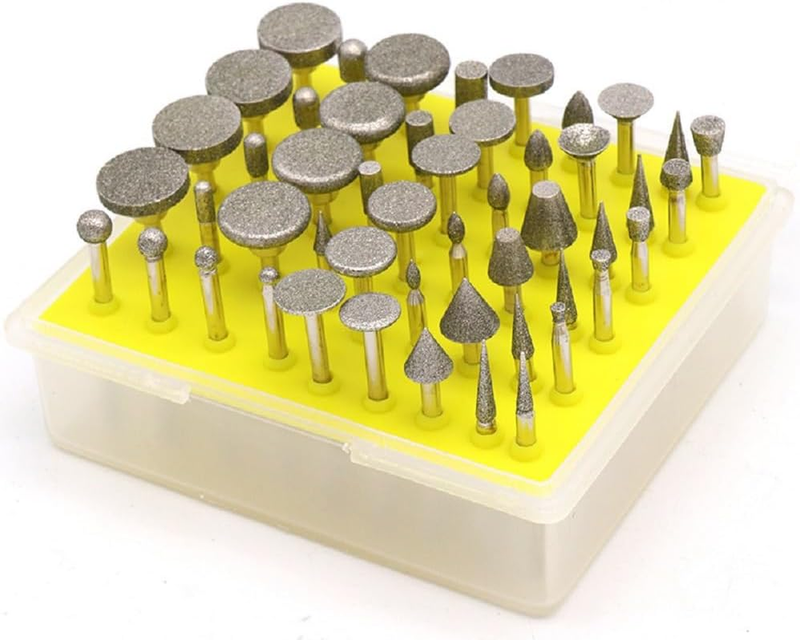 50 Pieces Diamond Burrs Grinding Bit Set, 120 Grit Rotary Tool Accessory 1/8 Inc