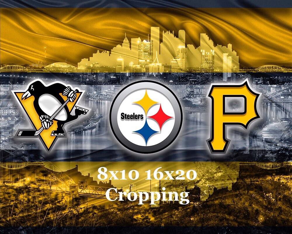 Pittsburgh Sports Teams Poster, Penguins Pirates Steelers 8x10in Free Shipping