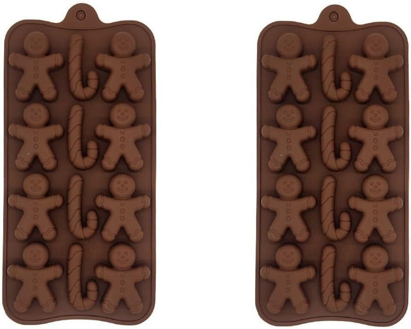 2Pcs Christmas Silicone Molds Baking Jelly Soap Candy Gingerbread Chocolate Cand