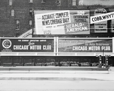 B&W 8x10 Vintage Billboards in Downtown Chicago, IL, 1940. Free Shipping.
