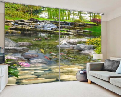 Mandarin Duck Carps 3D Curtain Blockout Photo Printing Curtains Drape Fabric