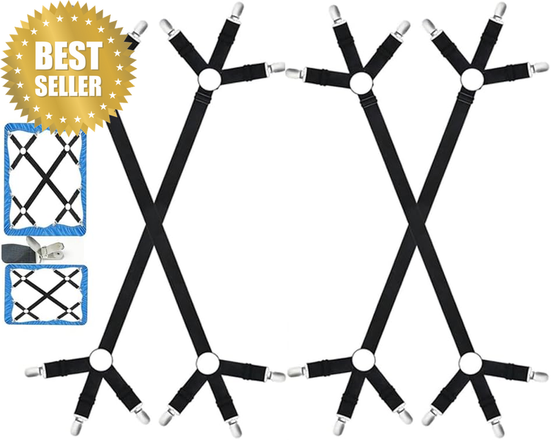 4Pcs Elastic Adjustable Bed Sheet Holder Straps, Bed Sheet Straps