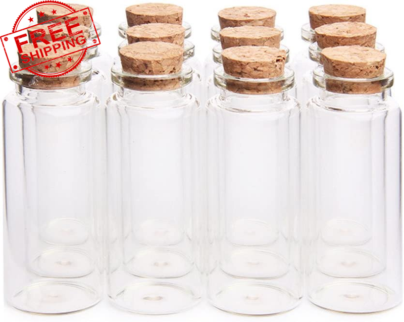 Jars With Wood Cork Stoppers Tiny Glass...