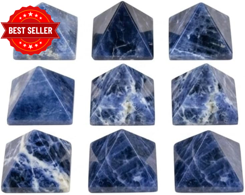 Set of Nine Sodalite Mini Pyramids Crystal Healing Reiki FENG Shui Gift Metaphys
