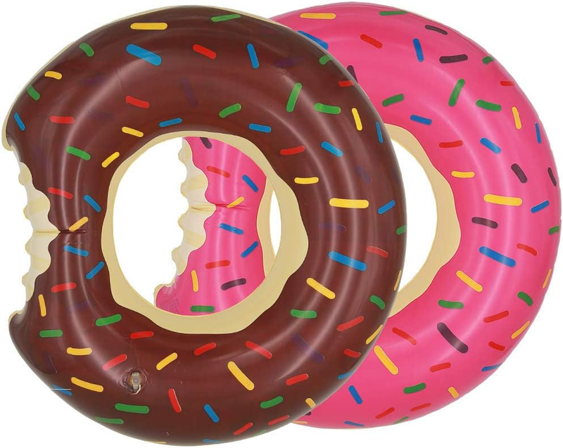 2 Pack Donut Pool Floats Inflatable Swim Ring Kids Party Supplies Beach Floaties