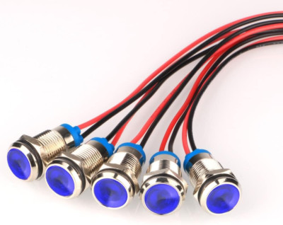 5Pcs 10Mm Energy-Saving LED Metal Indicator Light AC/DC 12-24V Waterproof Signal