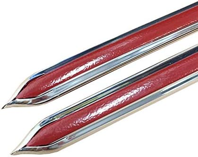 Vintage Style 5/8" Red & Chrome Side Body Trim Molding - Formed Pointed Ends