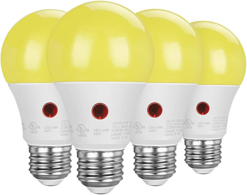 Outdoor Sensor A19 Yellow Light Bulbs 9w 60w Equivalent