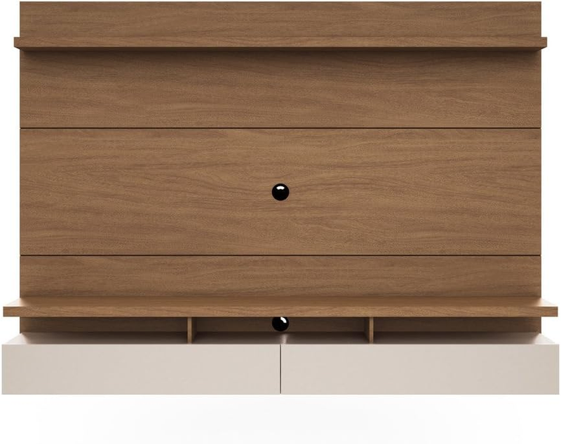 City 2.2 Floating Wall Theater Entertainment Center, Maple Cream and off White