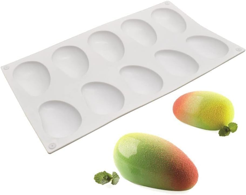 10-Cavity Mango Mold Cake Silicone Molds for Baking Dessert Jelly Ice Cream 3D F