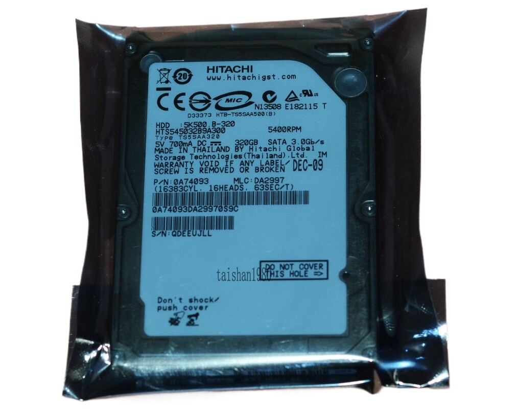 日立 HGST 2.5インチHDD(SerialATA)/容量:320GB/回転数:5400rpm/キャッシュ:8MB HTS545032B9A300 Amazon | 日立 HGST 2.5インチHDD(SerialATA)/容量:320GB/回転数